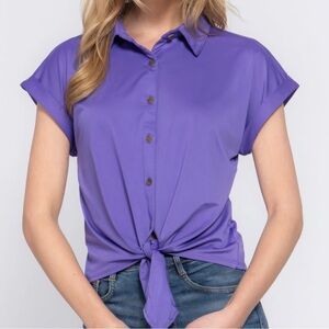 Front Tie Stretch Ity  Top